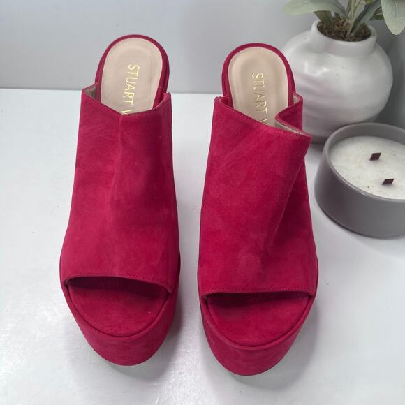 Stuwart Weitzman Skyhigh 145 Platform Slide Suede Azalea SD275 Women's US 9.5 B - Picture 5 of 11